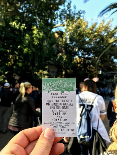 A photo of a Fastpass at Disneyland