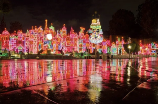 Photo of Small WOrld in Disneyland lit up in Christmas lights